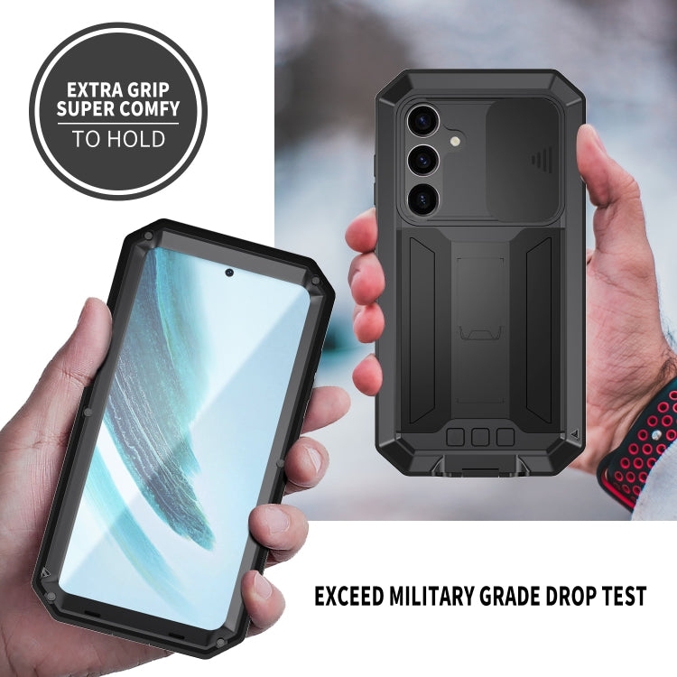 For Samsung Galaxy S24+ 5G R-JUST Sliding Camera Life Waterproof Holder Phone Case(Black) - Galaxy S24+ 5G Cases by R-JUST | Online Shopping South Africa | PMC Jewellery