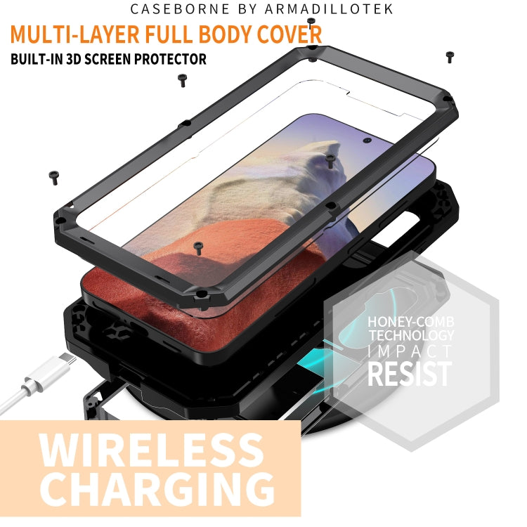 For Samsung Galaxy S24 5G R-JUST Sliding Camera Life Waterproof Holder Phone Case(Black) - free shipping - PMC TechLife - Order now!