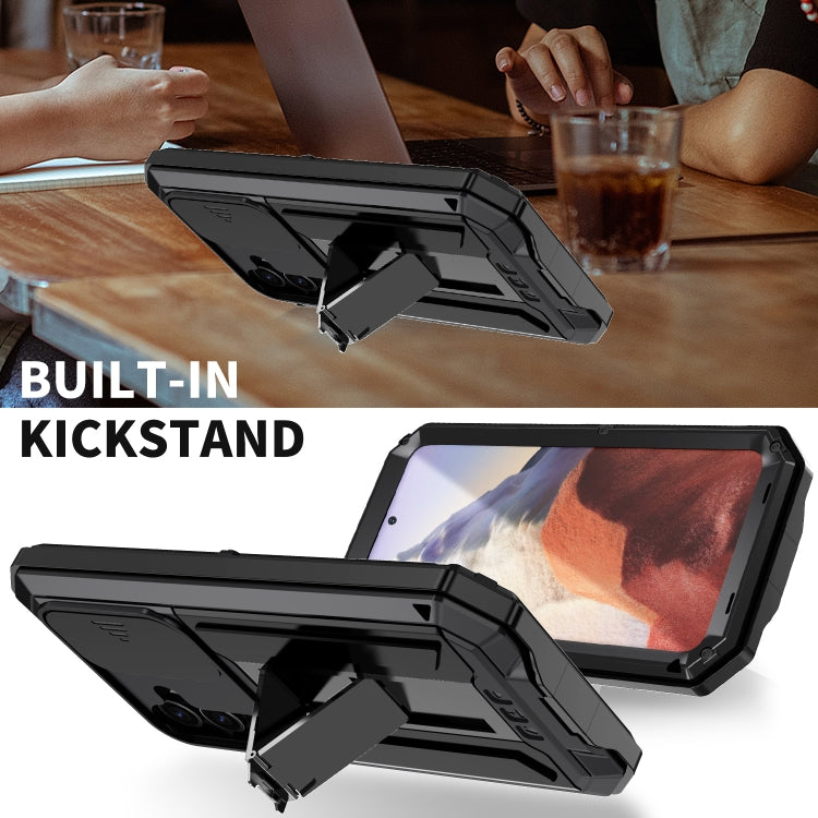 For Samsung Galaxy S24 5G R-JUST Sliding Camera Life Waterproof Holder Phone Case(Black) - free shipping - PMC TechLife - Order now!