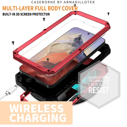 For Samsung Galaxy S24 5G R-JUST Sliding Camera Life Waterproof Holder Phone Case(Red) - Galaxy S24 5G Cases by R-JUST | Online Shopping South Africa | PMC Jewellery