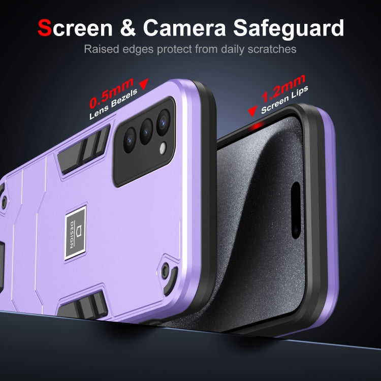 For Tecno Camon 18P 2 in 1 Shockproof Phone Case(Purple) - Tecno Cases by PMC Jewellery | Online Shopping South Africa | PMC Jewellery | Buy Now Pay Later Mobicred