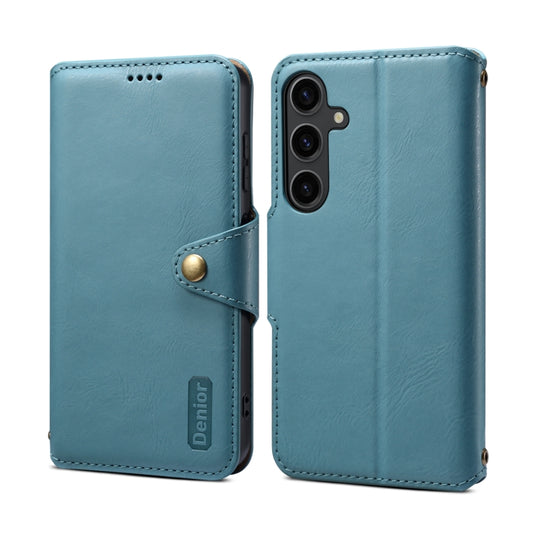 For Samsung Galaxy S24 5G Denior Cowhide Texture Wallet Style Leather Phone Case(Blue) - Galaxy S24 5G Cases by Denior | Online Shopping South Africa | PMC Jewellery | Buy Now Pay Later Mobicred