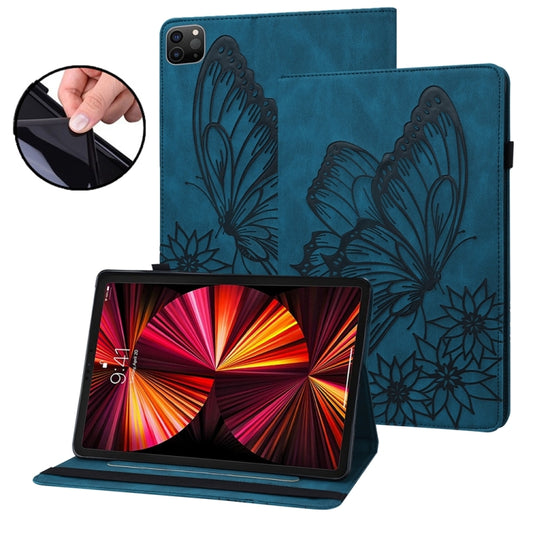 For iPad Pro 12.9 2022 / Air 13 2024 Big Butterfly Embossed Leather Tablet Case(Blue) - iPad Pro 12.9 (2022/2021) Cases by PMC Jewellery | Online Shopping South Africa | PMC Jewellery | Buy Now Pay Later Mobicred