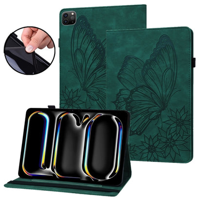 For iPad Pro 13 2024 Big Butterfly Embossed Leather Tablet Case(Green) - iPad Pro 13 2024 Cases by PMC Jewellery | Online Shopping South Africa | PMC Jewellery | Buy Now Pay Later Mobicred