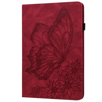 For Samsung Galaxy Tab S9 Ultra / S8 Ultra Big Butterfly Embossed Leather Tablet Case(Red) - Galaxy Tab S9 Ultra Cases by PMC Jewellery | Online Shopping South Africa | PMC Jewellery | Buy Now Pay Later Mobicred