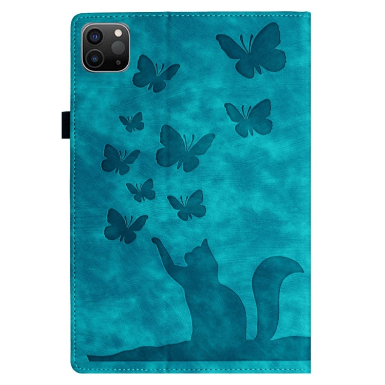 For iPad Pro 12.9 2022 / Air 13 2024 Butterfly Cat Embossing Leather Tablet Case(Sky Blue) - iPad Pro 12.9 (2022/2021) Cases by PMC Jewellery | Online Shopping South Africa | PMC Jewellery | Buy Now Pay Later Mobicred