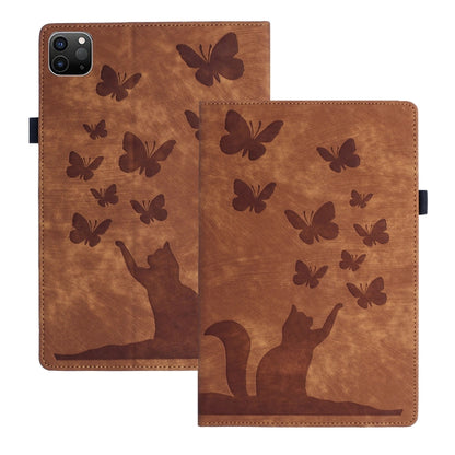 For iPad Pro 11 2024 Butterfly Cat Embossing Leather Tablet Case(Brown) - iPad Pro 11 2024 Cases by PMC Jewellery | Online Shopping South Africa | PMC Jewellery | Buy Now Pay Later Mobicred