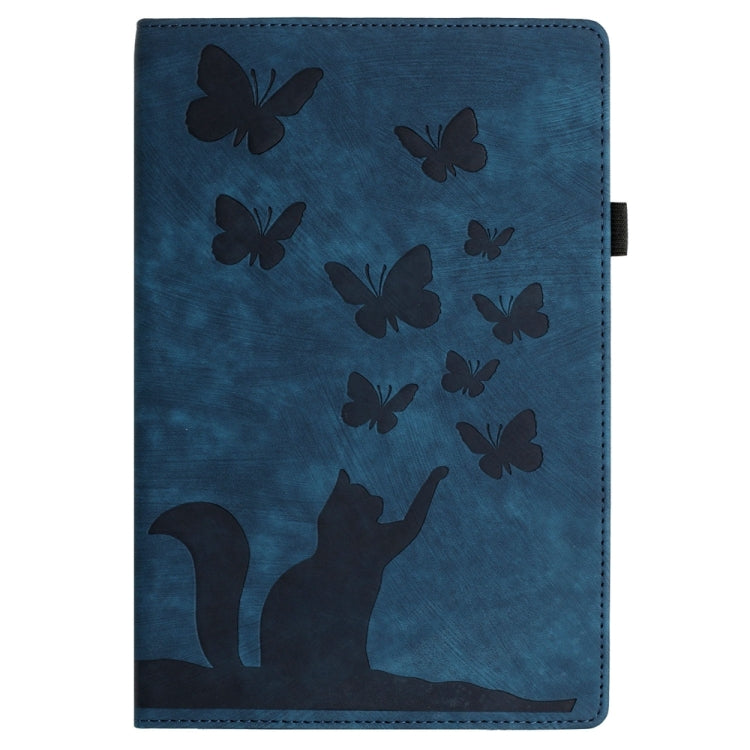 For Samsung Galaxy Tab S9 FE+ / S9+ / S8+ Butterfly Cat Embossing Leather Tablet Case(Dark Blue) - Galaxy Tab S9+ Cases by PMC Jewellery | Online Shopping South Africa | PMC Jewellery