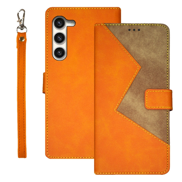 For Samsung Galaxy S24 5G idewei Two-color Splicing Leather Phone Case(Orange) - Galaxy S24 5G Cases by idewei | Online Shopping South Africa | PMC Jewellery | Buy Now Pay Later Mobicred