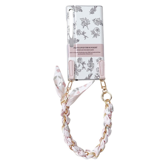 For Huawei Mate Xs 2 Pearlescent Paint Painted PC Phone Case with DIY Scarf Bracelet(Sketch Flower) - Huawei Cases by PMC Jewellery | Online Shopping South Africa | PMC Jewellery | Buy Now Pay Later Mobicred