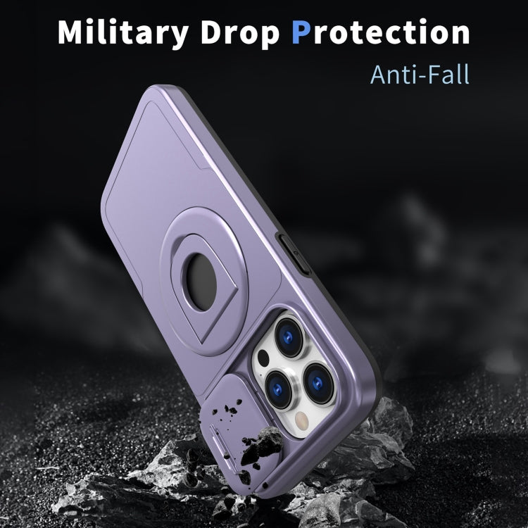 For iPhone 12 Pro Camshield MagSafe Ring Holder Armor Phone Case(Purple) - iPhone 12 / 12 Pro Cases by PMC TechLife | Online Shopping South Africa | PMC TechLife