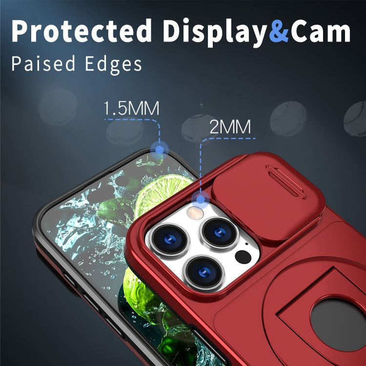 For iPhone 16 Pro Max Camshield MagSafe Ring Holder Armor Phone Case(Red) - iPhone 16 Pro Max Cases by PMC Jewellery | Online Shopping South Africa | PMC Jewellery | Buy Now Pay Later Mobicred