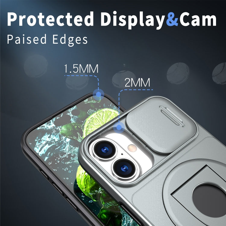 For iPhone 16 Camshield MagSafe Ring Holder Armor Phone Case(Titanium Grey) - iPhone 16 Cases by PMC TechLife | Online Shopping South Africa | PMC TechLife | Buy Now Pay Later Mobicred