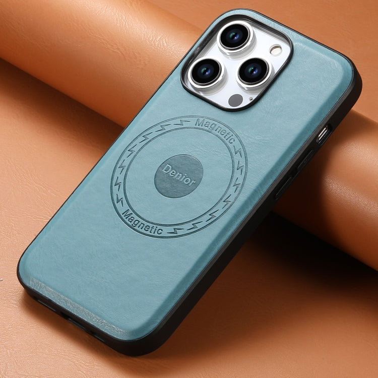 For iPhone 15 Denior Cowhide Texture Leather MagSafe Phone Case(Blue) - free shipping - PMC TechLife - Order now!