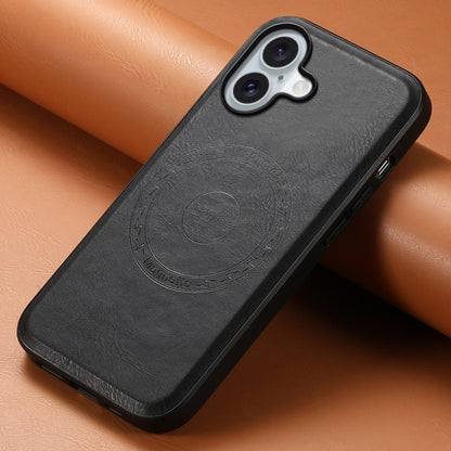 For iPhone 16 Plus Denior Cowhide Texture Leather MagSafe Phone Case(Black) - iPhone 16 Plus Cases by Denior | Online Shopping South Africa | PMC Jewellery | Buy Now Pay Later Mobicred