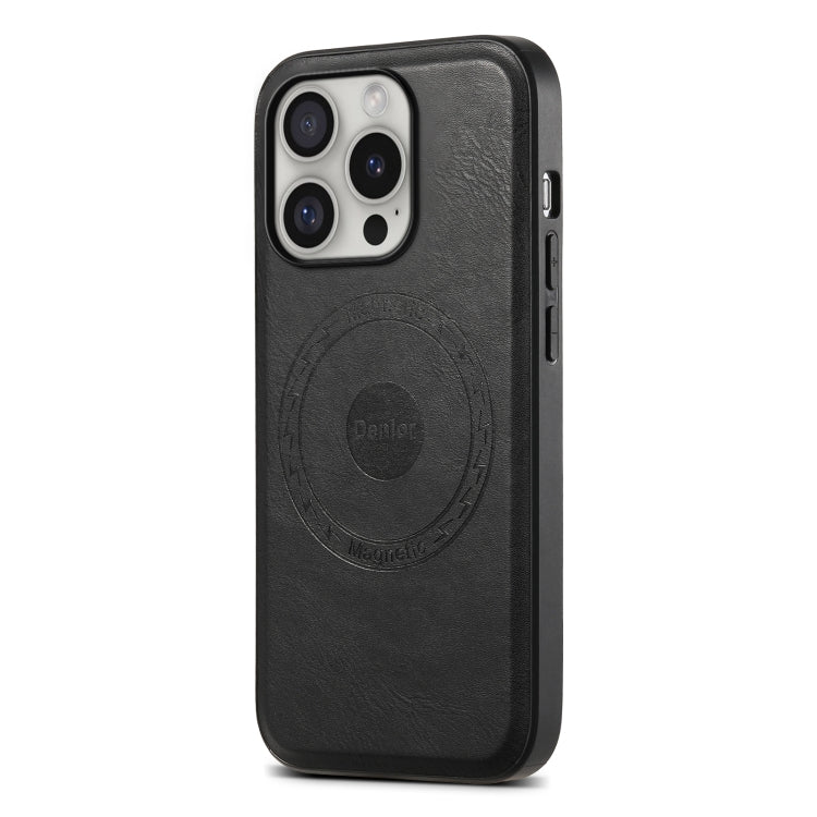 For iPhone 16 Pro Max Denior Cowhide Texture Leather MagSafe Phone Case(Black) - iPhone 16 Pro Max Cases by Denior | Online Shopping South Africa | PMC Jewellery | Buy Now Pay Later Mobicred