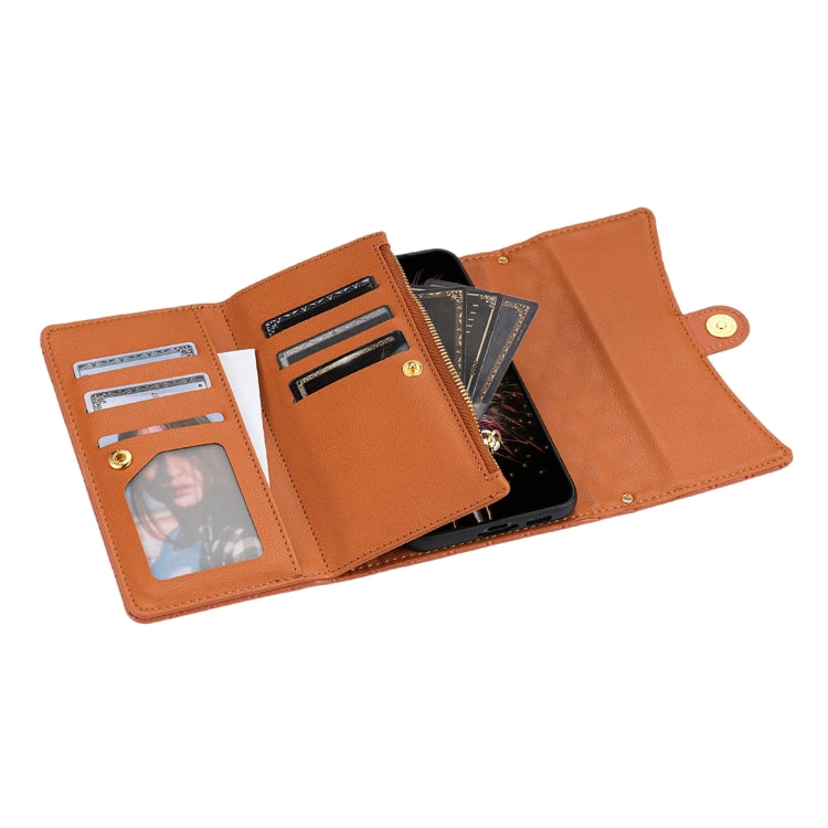 For Google Pixel 6a Zipper Multi-Card Wallet Rhombic Leather Phone Case(Brown) - free shipping - PMC TechLife - Order now!