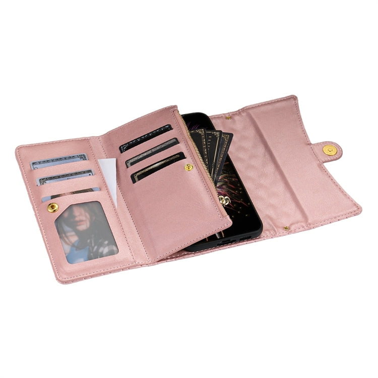 For Google Pixel 6 Zipper Multi-Card Wallet Rhombic Leather Phone Case(Rose Gold) - Google Cases by PMC TechLife | Online Shopping South Africa | PMC TechLife | Buy Now Pay Later Mobicred
