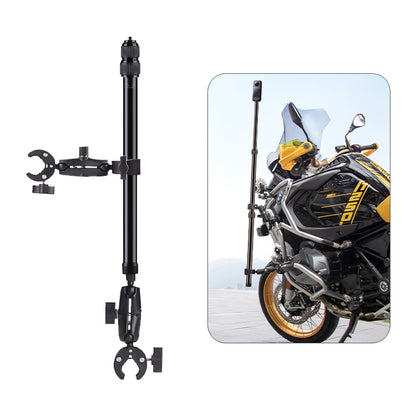 Dual-heads Crab & Single Heads Motorcycle Clamps Handlebar Fixed Mount 3-stage Telescopic Selfie Stick - Holder by PMC Jewellery | Online Shopping South Africa | PMC Jewellery