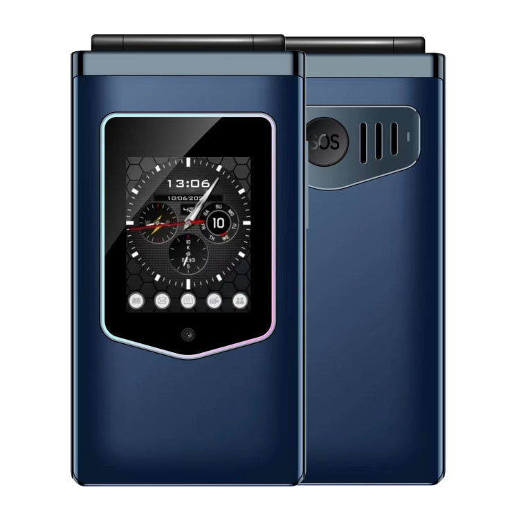 HAMTOD T8 4G Flip Phone, EU Version, 2.8 inch + 1.77 inch, VoLTE, BT, SOS, OTG(Navy Blue) - free shipping - PMC TechLife - Order now!