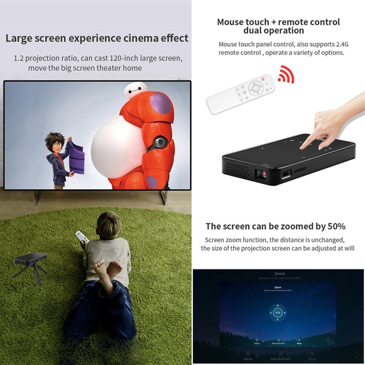 S90 DLP Android 9.0 2GB+32GB 4K Mini WiFi Smart Projector, Power Plug:US Plug(Black) - Mini Projector by PMC Jewellery | Online Shopping South Africa | PMC Jewellery | Buy Now Pay Later Mobicred