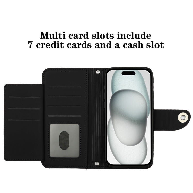 For iPhone 16 Pro Rhombic Texture Flip Leather Phone Case with Lanyard(Black) - iPhone 16 Pro Cases by PMC TechLife | Online Shopping South Africa | PMC TechLife | Buy Now Pay Later Mobicred