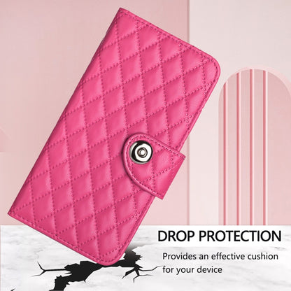 For Honor Magic6 Pro Rhombic Texture Flip Leather Phone Case with Lanyard(Rose Red) - Honor Cases by PMC Jewellery | Online Shopping South Africa | PMC Jewellery | Buy Now Pay Later Mobicred