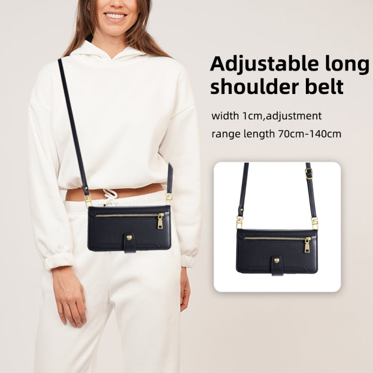 For Itel A48 Sheep Texture Cross-body Zipper Wallet Leather Phone Case(Black) - More Brand by PMC TechLife | Online Shopping South Africa | PMC TechLife | Buy Now Pay Later Mobicred