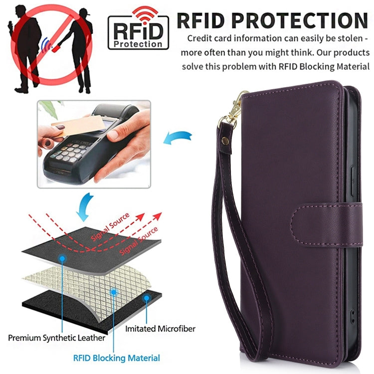 For iPhone 16 Plus Multi-Card Wallet RFID Leather Phone Case(Dark Purple) - free shipping - PMC TechLife - Order now!