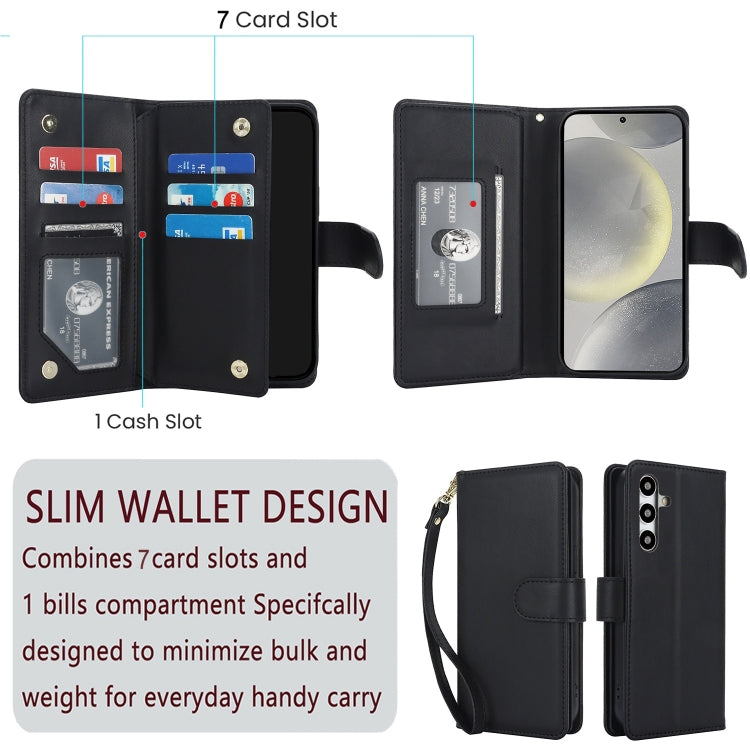 For Samsung Galaxy S24 / S25 5G Multi-Card Wallet RFID Leather Phone Case(Black) - Galaxy S24 5G Cases by PMC Jewellery | Online Shopping South Africa | PMC Jewellery | Buy Now Pay Later Mobicred