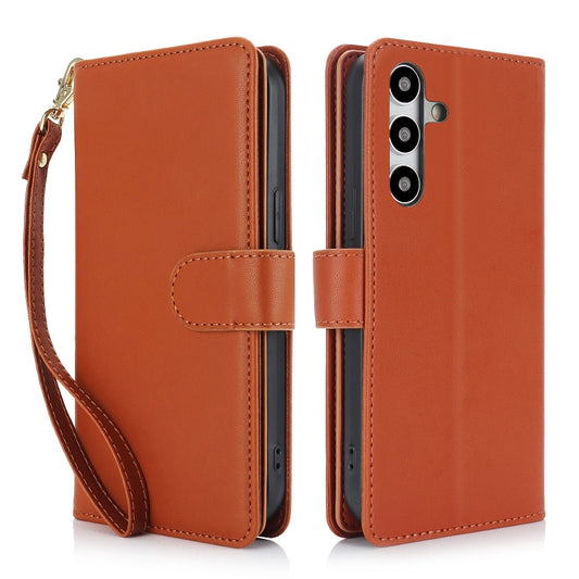 For Samsung Galaxy S24 / S25 5G Multi-Card Wallet RFID Leather Phone Case(Brown) - Galaxy S24 5G Cases by PMC Jewellery | Online Shopping South Africa | PMC Jewellery | Buy Now Pay Later Mobicred