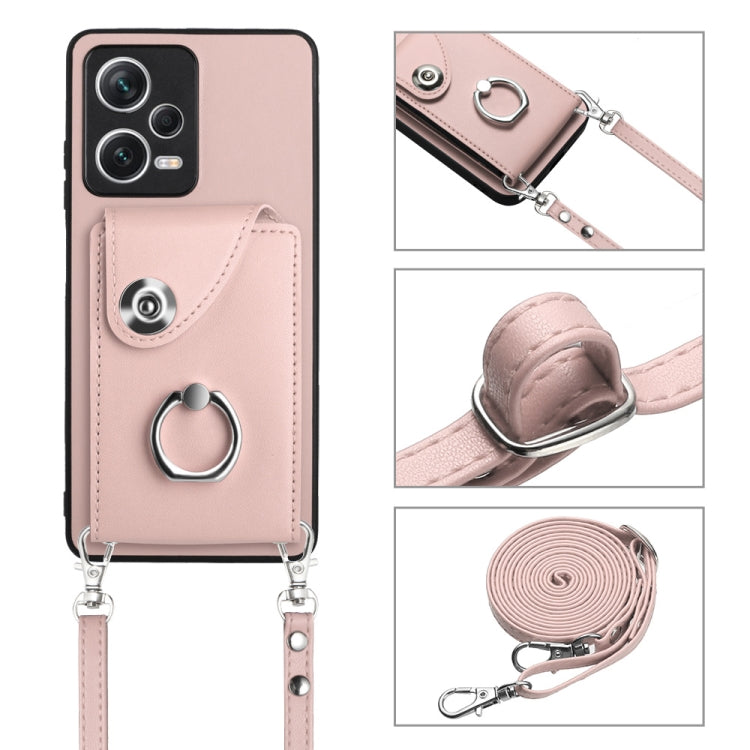 For Xiaomi Redmi Note 12 Pro+ 5G Global Organ Card Bag Ring Holder Phone Case with Long Lanyard(Pink) - Xiaomi Cases by PMC Jewellery | Online Shopping South Africa | PMC Jewellery | Buy Now Pay Later Mobicred