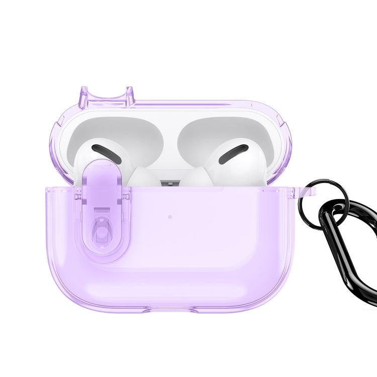 For AirPods Pro DUX DUCIS PECL Series Split Transparent Earphone Case with Hook(Purple) - For AirPods Pro by DUX DUCIS | Online Shopping South Africa | PMC Jewellery | Buy Now Pay Later Mobicred