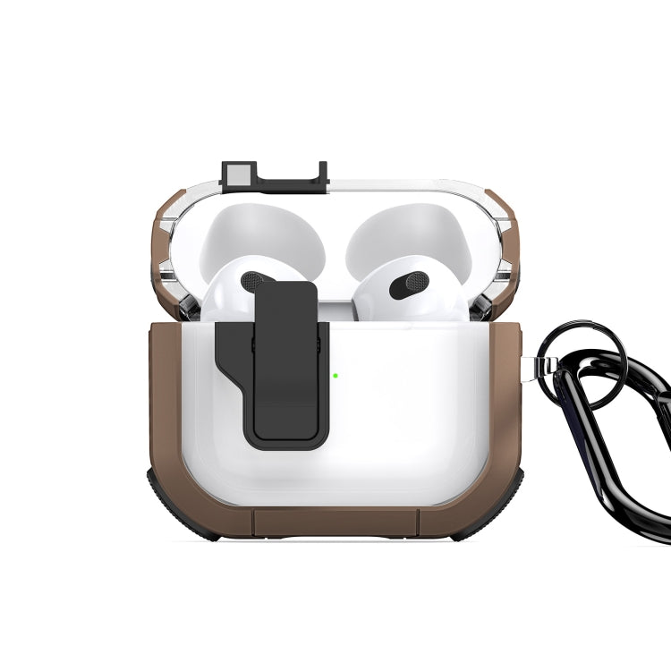 For AirPods 3 DUX DUCIS PECN Series Split Two-color Transparent Earphone Case with Hook(Khaki Black) - For AirPods 3 by DUX DUCIS | Online Shopping South Africa | PMC Jewellery | Buy Now Pay Later Mobicred