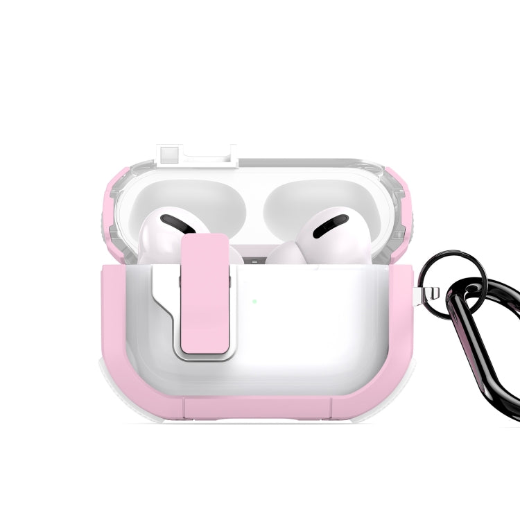 For AirPods Pro DUX DUCIS PECN Series Split Two-color Transparent Earphone Case with Hook(Pink White) - For AirPods Pro by DUX DUCIS | Online Shopping South Africa | PMC Jewellery | Buy Now Pay Later Mobicred