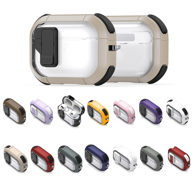 For AirPods 1/2 DUX DUCIS PECN Series Split Two-color Transparent Earphone Case with Hook(Purple Black) - For AirPods 1/2 by DUX DUCIS | Online Shopping South Africa | PMC Jewellery | Buy Now Pay Later Mobicred