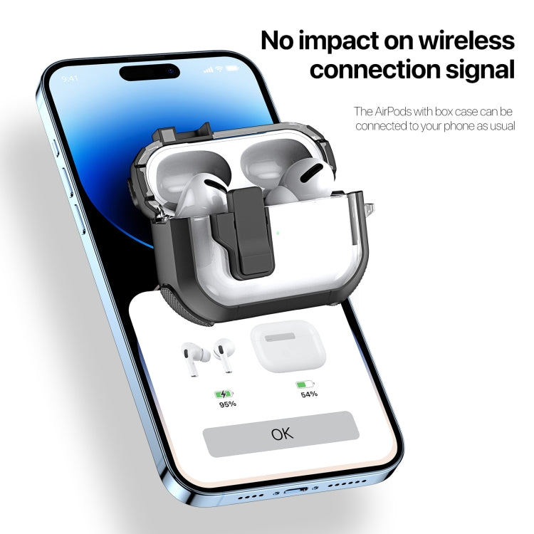 For AirPods Pro DUX DUCIS PECN Series Split Two-color Transparent Earphone Case with Hook(Blue Black) - For AirPods Pro by DUX DUCIS | Online Shopping South Africa | PMC Jewellery | Buy Now Pay Later Mobicred