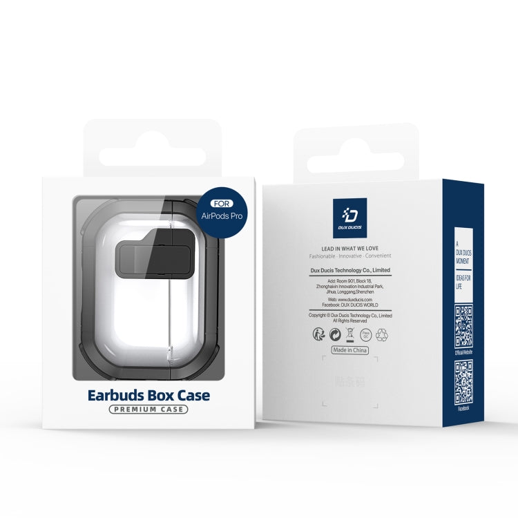 For AirPods Pro DUX DUCIS PECN Series Split Two-color Transparent Earphone Case with Hook(Blue Black) - For AirPods Pro by DUX DUCIS | Online Shopping South Africa | PMC Jewellery | Buy Now Pay Later Mobicred