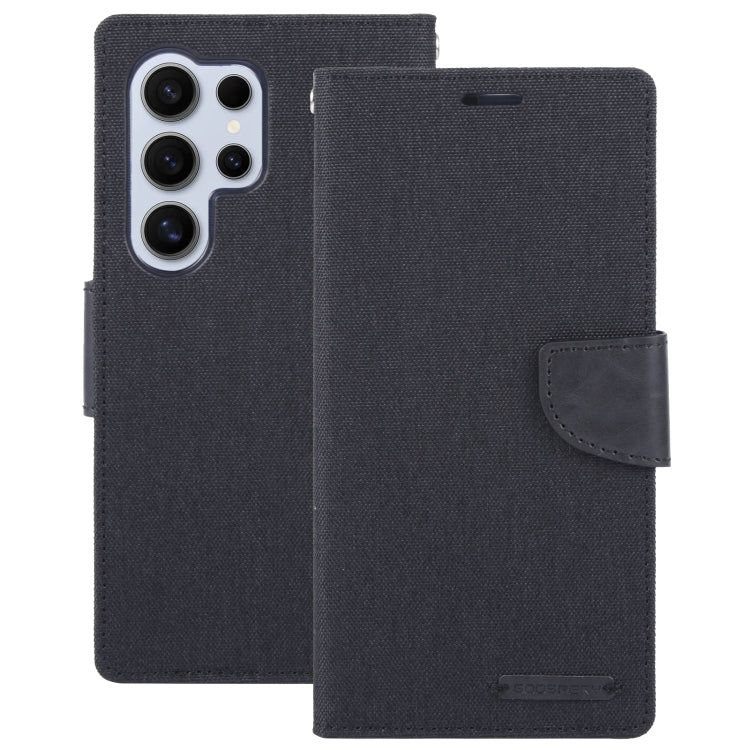 For Samsung Galaxy S24 Ultra 5G GOOSPERY CANVAS DIARY Fabric Texture Flip Leather Phone Case(Black) - Galaxy S24 Ultra 5G Cases by GOOSPERY | Online Shopping South Africa | PMC Jewellery | Buy Now Pay Later Mobicred