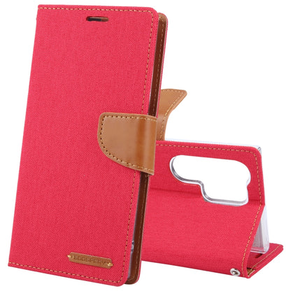 For Samsung Galaxy S24 Ultra 5G GOOSPERY CANVAS DIARY Fabric Texture Flip Leather Phone Case(Red) - Galaxy S24 Ultra 5G Cases by GOOSPERY | Online Shopping South Africa | PMC Jewellery | Buy Now Pay Later Mobicred