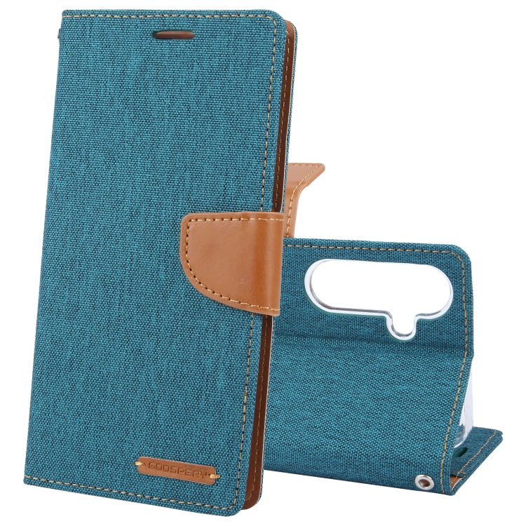 For Samsung Galaxy S24+ 5G GOOSPERY CANVAS DIARY Fabric Texture Flip Leather Phone Case(Green) - Galaxy S24+ 5G Cases by GOOSPERY | Online Shopping South Africa | PMC Jewellery | Buy Now Pay Later Mobicred