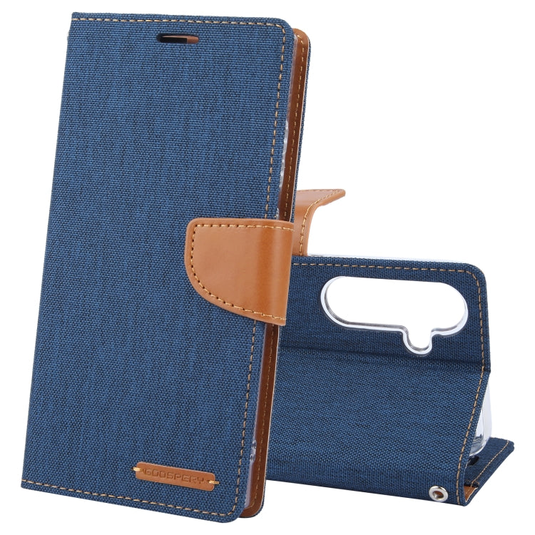 For Samsung Galaxy S24 5G GOOSPERY CANVAS DIARY Fabric Texture Flip Leather Phone Case(Navy Blue) - Galaxy S24 5G Cases by GOOSPERY | Online Shopping South Africa | PMC Jewellery | Buy Now Pay Later Mobicred