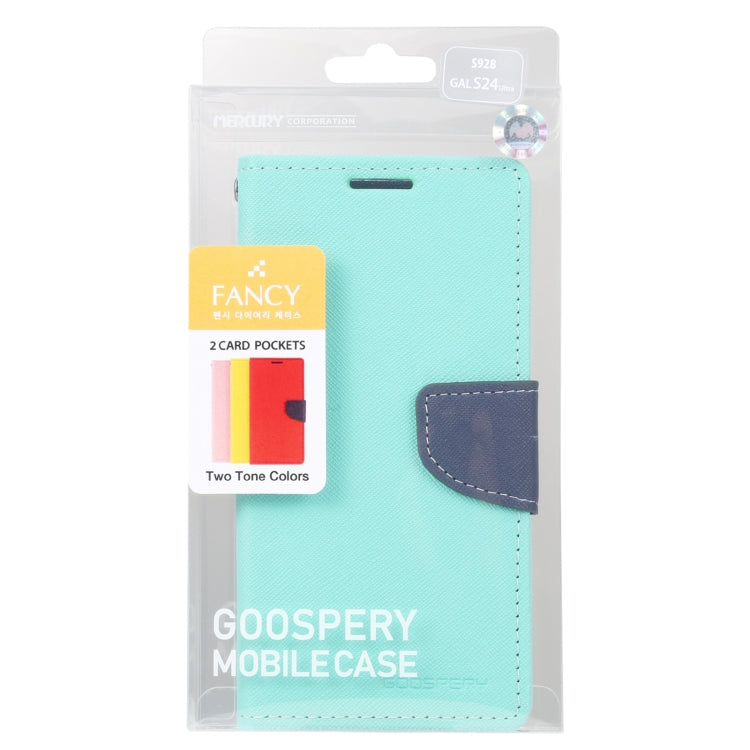 For Samsung Galaxy S24 Ultra 5G GOOSPERY FANCY DIARY Cross Texture Leather Phone Case(Mint Green) - Galaxy S24 Ultra 5G Cases by GOOSPERY | Online Shopping South Africa | PMC Jewellery | Buy Now Pay Later Mobicred