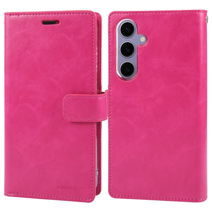 For Samsung Galaxy S24 5G GOOSPERY MANSOOR DIARY 9 Card Slots Leather Phone Case(Rose Red) - Galaxy S24 5G Cases by GOOSPERY | Online Shopping South Africa | PMC Jewellery | Buy Now Pay Later Mobicred