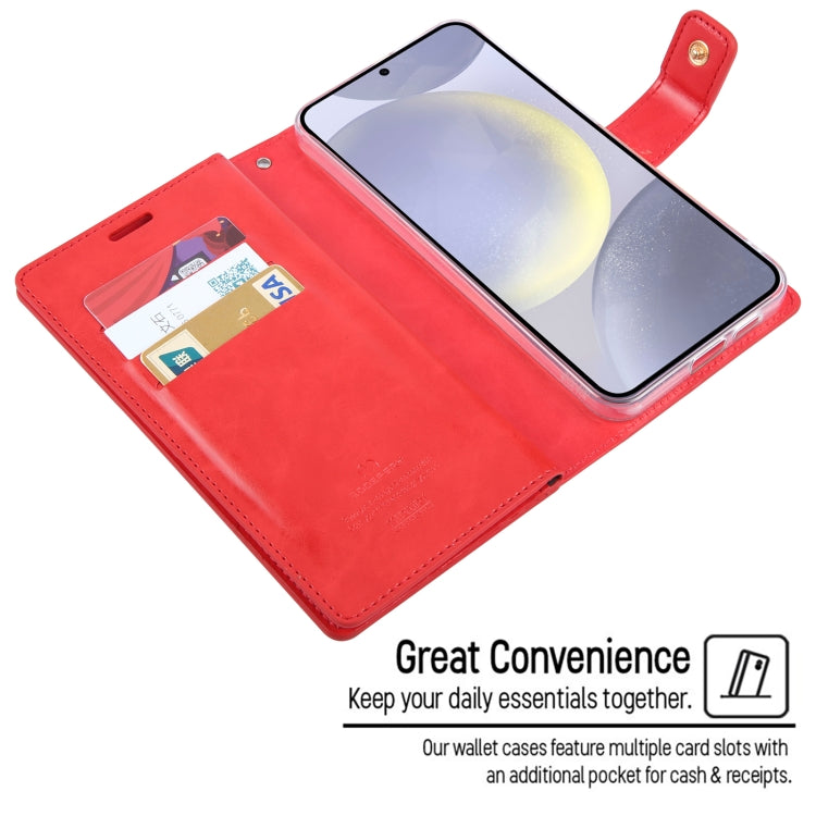 For Samsung Galaxy S24 5G GOOSPERY MANSOOR DIARY 9 Card Slots Leather Phone Case(Rose Red) - Galaxy S24 5G Cases by GOOSPERY | Online Shopping South Africa | PMC Jewellery | Buy Now Pay Later Mobicred