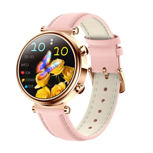 T86 Woman Health 1.27 inch Smart Watch, BT Call / Physiological Cycle / Heart Rate / Blood Pressure / Blood Glucose / SOS(Rose Gold Pink Leather) - Smart Wristbands by PMC Jewellery | Online Shopping South Africa | PMC Jewellery