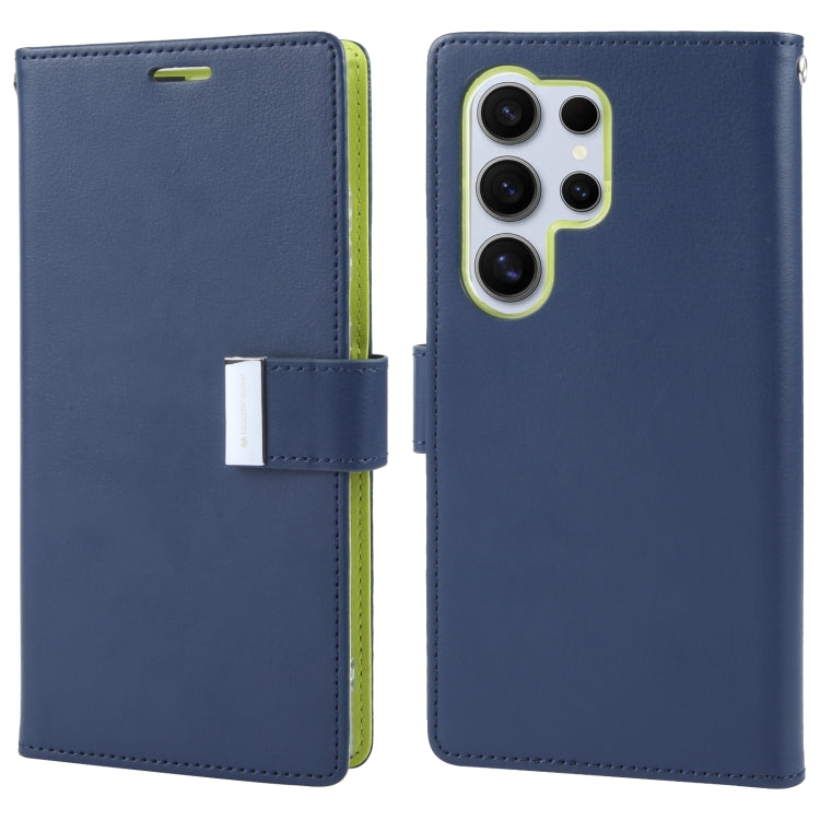 For Samsung Galaxy S24 Ultra 5G GOOSPERY RICH DIARY Crazy Horse Texture Leather Phone Case(Blue) - Galaxy S24 Ultra 5G Cases by GOOSPERY | Online Shopping South Africa | PMC Jewellery | Buy Now Pay Later Mobicred