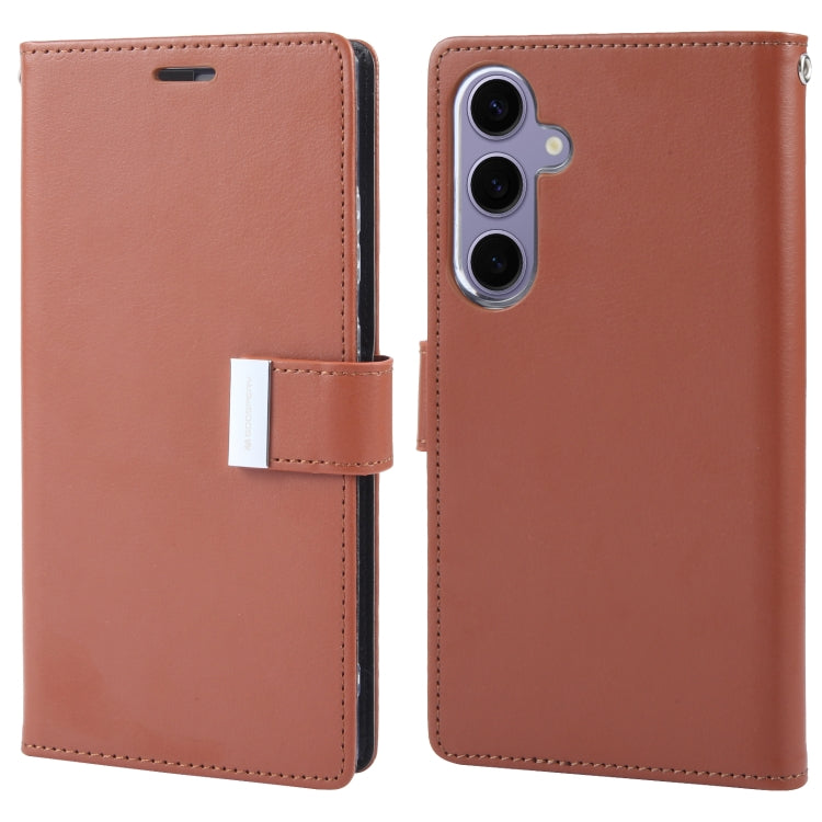 For Samsung Galaxy S24+ 5G GOOSPERY RICH DIARY Crazy Horse Texture Leather Phone Case(Brown) - Galaxy S24+ 5G Cases by GOOSPERY | Online Shopping South Africa | PMC Jewellery | Buy Now Pay Later Mobicred