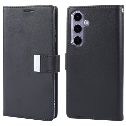 For Samsung Galaxy S24+ 5G GOOSPERY RICH DIARY Crazy Horse Texture Leather Phone Case(Black) - Galaxy S24+ 5G Cases by GOOSPERY | Online Shopping South Africa | PMC Jewellery | Buy Now Pay Later Mobicred