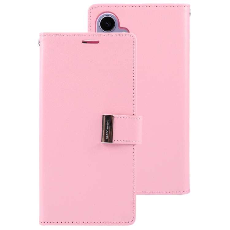 For Samsung Galaxy S24 5G GOOSPERY RICH DIARY Crazy Horse Texture Leather Phone Case(Pink) - Galaxy S24 5G Cases by GOOSPERY | Online Shopping South Africa | PMC Jewellery | Buy Now Pay Later Mobicred